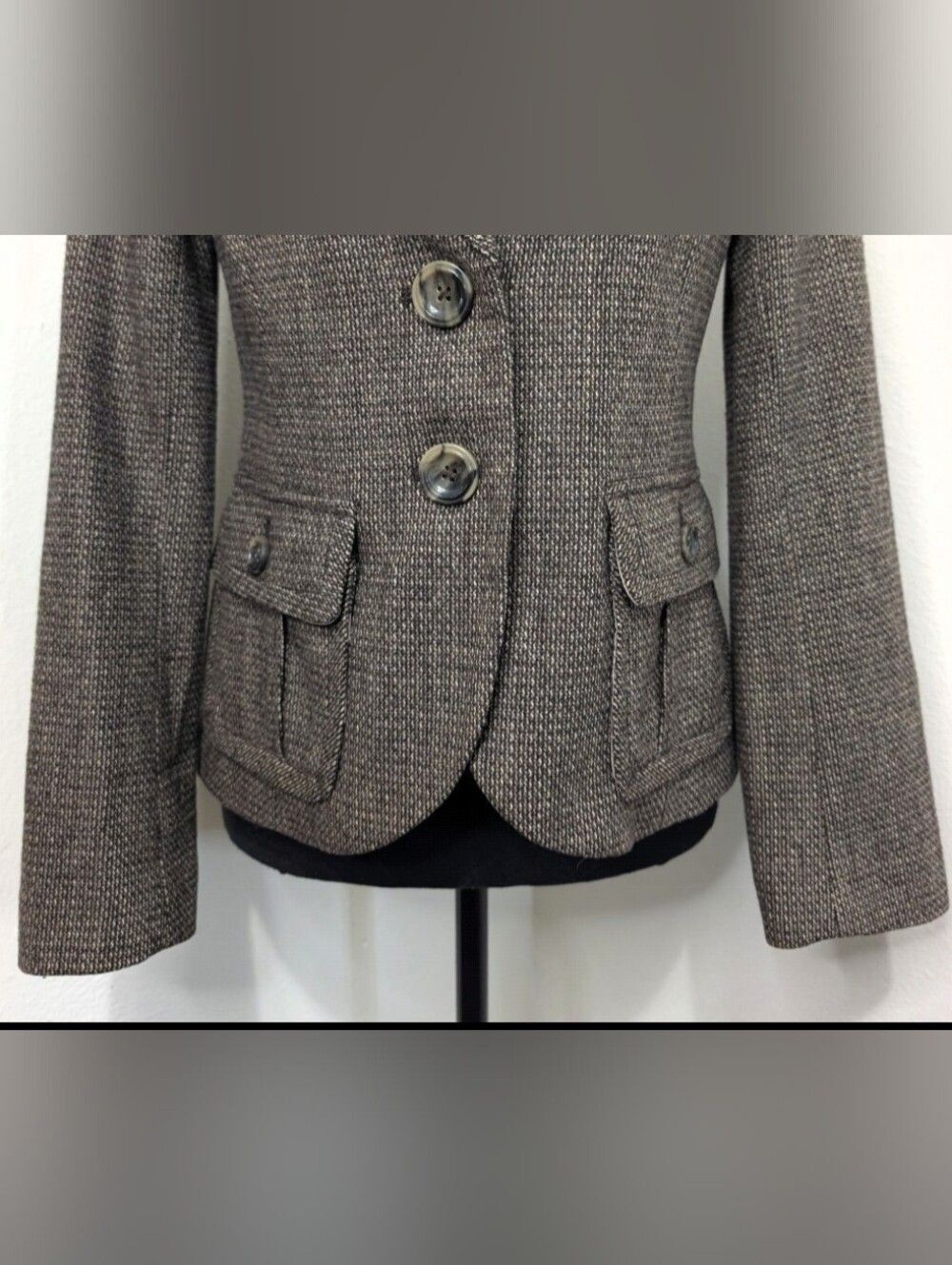 Eddie Bauer Y2K 90s Dark Academia Preppy Neutral Cozycore Blazer Jacket 2P - Picture 4 of 11